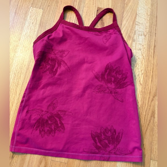 lululemon athletica Tops - Lululemon Athletica Fuchsia Pink Tank Top with Lotus Flower size 10